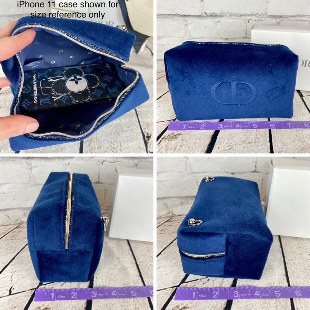 Dior blue velvet pouch crossbody from beauty line with scarf - Picture 12 of 12